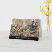 glimlachend verjaardagsvaartuig beer op een rijboo kaart (Gele Bloem)