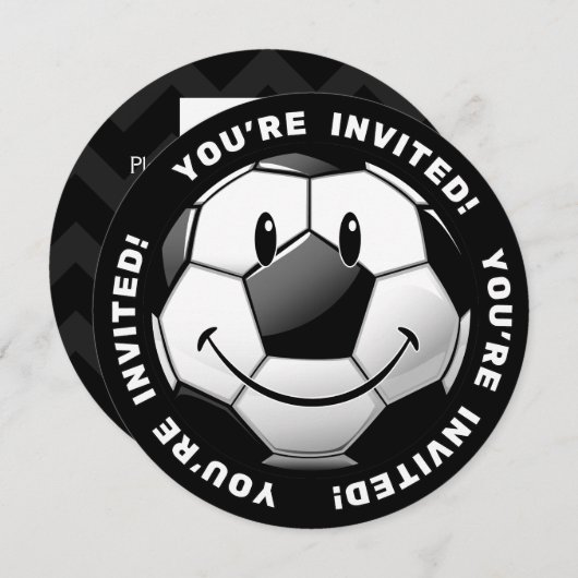 Glimlachend Voetbal nodigt uit Kaart (Voorkant / Achterkant)
