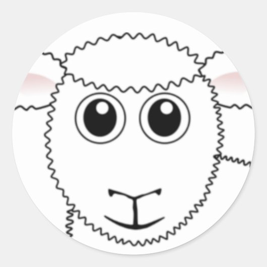 Glimlachend wit schapengezicht ronde sticker (Voorkant)