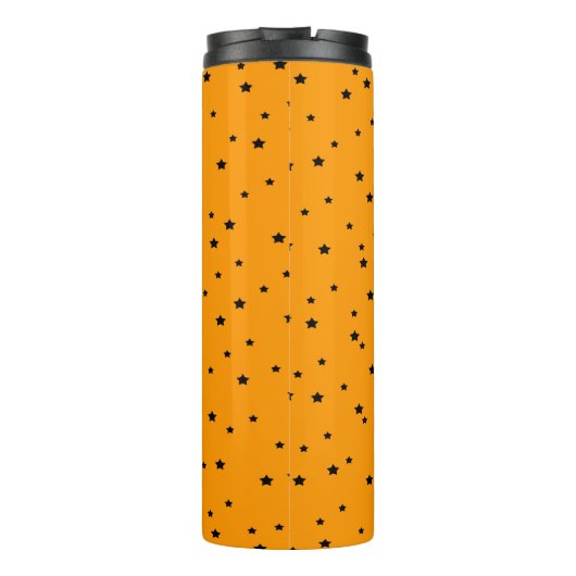 Glimlachend Zwart Halloween Kat Gezicht Sterren Si Thermosbeker (Achterkant)