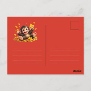 Glimlachende aap met grote ogen Speelse tropische  Briefkaart