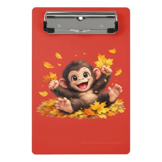 Glimlachende aap met grote ogen Speelse tropische Mini Klembord (Voorkant)