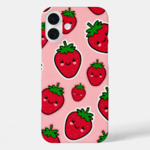 Glimlachende aardbei met roze wangen