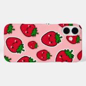 Glimlachende aardbei met roze wangen Case-Mate iPhone case (Achterkant (horizontaal))