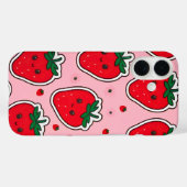 Glimlachende Aardbei Schattige Kawaii Case-Mate iPhone Case (Achterkant (horizontaal))