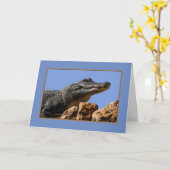 Glimlachende Alligator, Verjaardag Kaart, Humor Kaart (Gele Bloem)