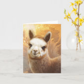 Glimlachende Alpaca Note Kaart (Gele Bloem)