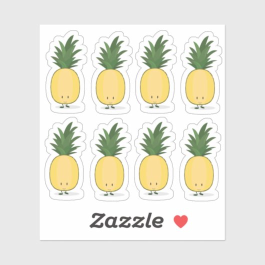 Glimlachende ananas cartoon karakter Sticker (Vel)
