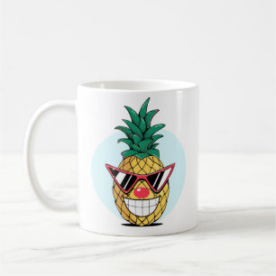 Glimlachende ananas met zonnebril en clownsneus koffiemok