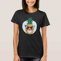 Glimlachende ananas met zonnebril en clownsneus