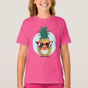 Glimlachende ananas met zonnebril en clownsneus t-shirt