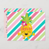 Glimlachende ananas RSVP Uitnodiging Briefkaart (Voorkant / Achterkant)