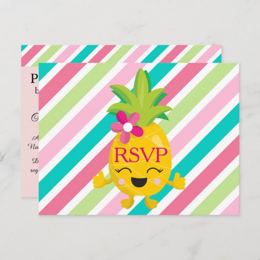 Glimlachende ananas RSVP Uitnodiging Briefkaart (Voorkant / Achterkant)