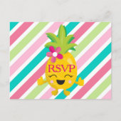 Glimlachende ananas RSVP Uitnodiging Briefkaart (Voorkant)