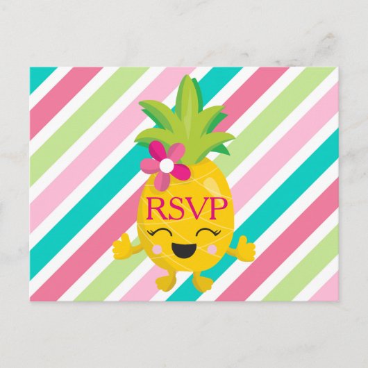 Glimlachende ananas RSVP Uitnodiging Briefkaart (Voorkant)