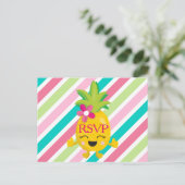 Glimlachende ananas RSVP Uitnodiging Briefkaart (Staand voorkant)