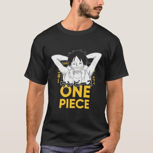 Glimlachende Anime Pirate Manga Style Art T-shirt (Voorkant)