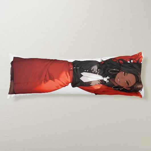 Glimlachende anime vrouw lichaamskussen (Voorkant)