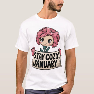 Glimlachende Anjer met een Hart Illustratie T-shirt