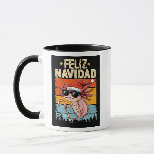 Glimlachende Axolotls Feliz Navidad Mok - Vintage (Links)