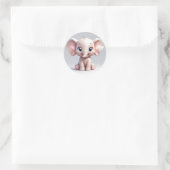 Glimlachende Baby Olifant met Blush Cheeks, kawaii Ronde Sticker (Tas)