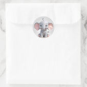 Glimlachende Baby Olifant met Blush Cheeks, kawaii Ronde Sticker (Tas)