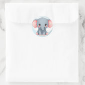 Glimlachende Baby Olifant met Blush Cheeks, kawaii Ronde Sticker (Tas)