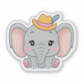 Glimlachende Baby Olifant met Blush Cheeks, kawaii Sticker (Voorkant)