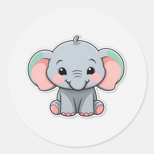 Glimlachende Baby Olifant met Blush Cheeks Ronde Sticker (Voorkant)
