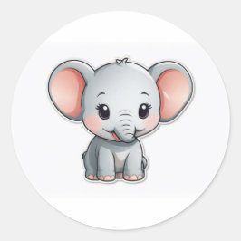 Glimlachende Baby Olifant met Blush Cheeks Ronde Sticker