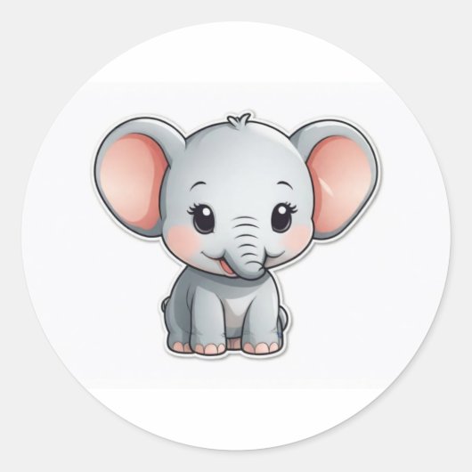 Glimlachende Baby Olifant met Blush Cheeks Ronde Sticker (Voorkant)