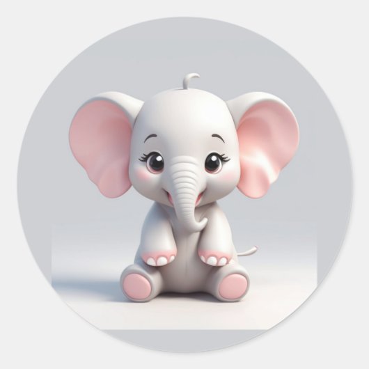 Glimlachende Baby Olifant met Blush Cheeks Ronde Sticker (Voorkant)