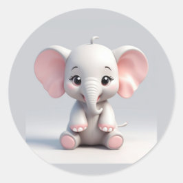 Glimlachende Baby Olifant met Blush Cheeks Ronde Sticker