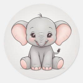Glimlachende Baby Olifant met Blush Cheeks Ronde Sticker
