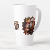 Glimlachende Baby Orangutan in moeders armen Latte Mok (Rechterhoek)