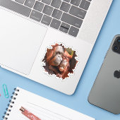 Glimlachende Baby Orangutan in moeders armen Sticker (Laptop met iPhone)
