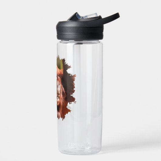 Glimlachende Baby Orangutan in moeders armen Waterfles (Links)