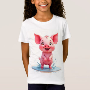 Glimlachende Baby Varken Meisjes T-shirt - Schatti