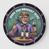 Glimlachende Bearded Man wijn en sigaar Grote Klok (Voorkant)