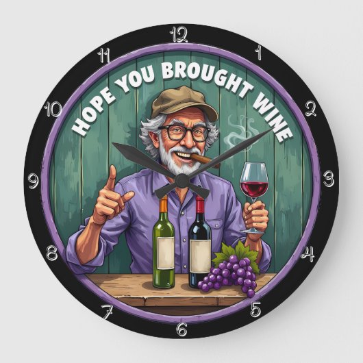 Glimlachende Bearded Man wijn en sigaar Grote Klok (Voorkant)