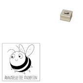 Glimlachende Bee Wood Art Stamp Rubberstempel (Gestempeld)