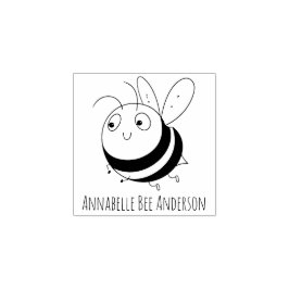 Glimlachende Bee Wood Art Stamp Rubberstempel