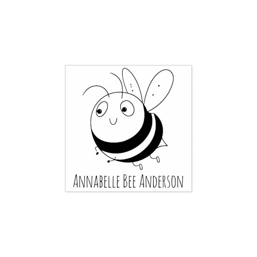 Glimlachende Bee Wood Art Stamp Rubberstempel (Afrduk)