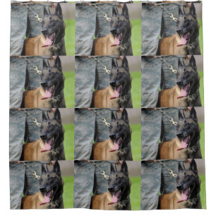 Glimlachende Belgische Hond Malinois Douchegordijn
