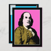 Glimlachende Ben Franklin Pop Art Style Briefkaart (Voorkant / Achterkant)
