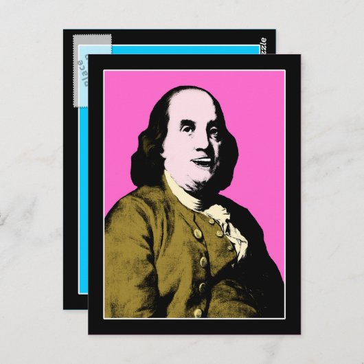 Glimlachende Ben Franklin Pop Art Style Briefkaart (Voorkant / Achterkant)