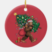 Glimlachende Bigfoot Rode Kerstboom Ornament (Achterkant)