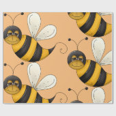 Glimlachende Bij Fun Bumblebee Karakter Cadeaupapier (Vlak)