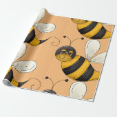 Glimlachende Bij Fun Bumblebee Karakter Cadeaupapier (Uitgerold)