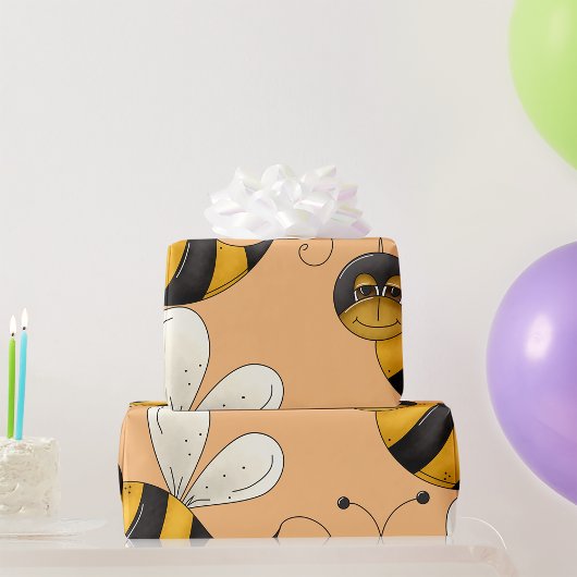 Glimlachende Bij Fun Bumblebee Karakter Cadeaupapier